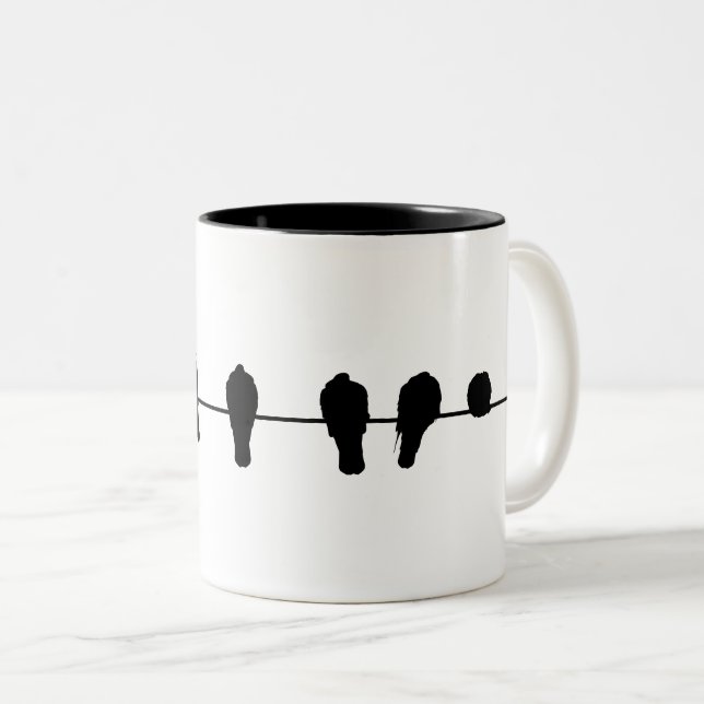 Birds on a Wire Two-Tone Coffee Mug (Front Right)