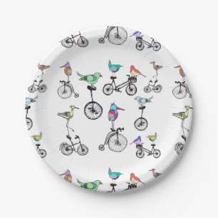Birds on Bikes Paper Plate