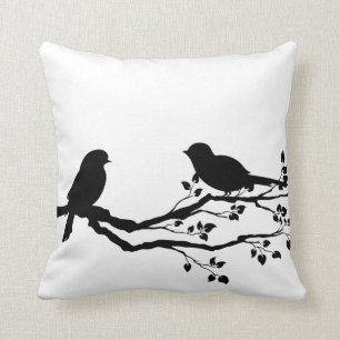 Birds On Branch Reversible Throw Pillows