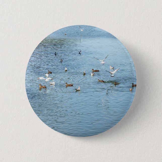Birds On Summer River 6 Cm Round Badge (Front)
