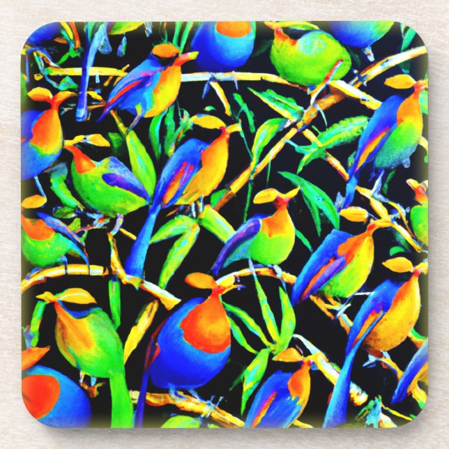 Birds On Tree Painting. Buy Now Coaster (Front)