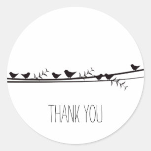 Birds on Vine Thank you Classic Round Sticker