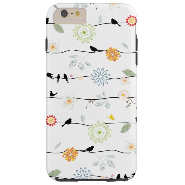 Birds on Vines with Flowers Case-Mate iPhone Case (Back)