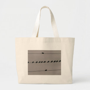 Birds on Wire Large Tote Bag