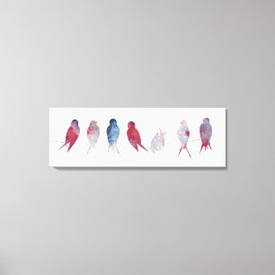 Birds on wire Panoramic canvas print 36x12 inches