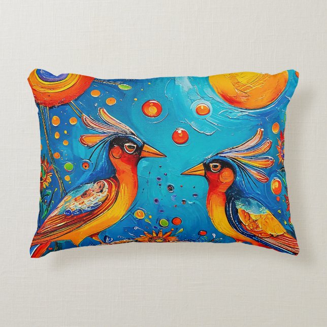 Birds ornament decorative cushion (Front)