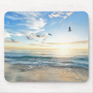 birds over the beach mouse mat