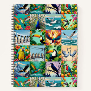 Birds Patchwork Pattern Notebook
