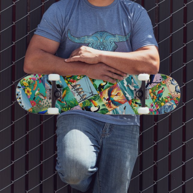 Birds Patchwork Pattern  Skateboard (Outdoor 3)