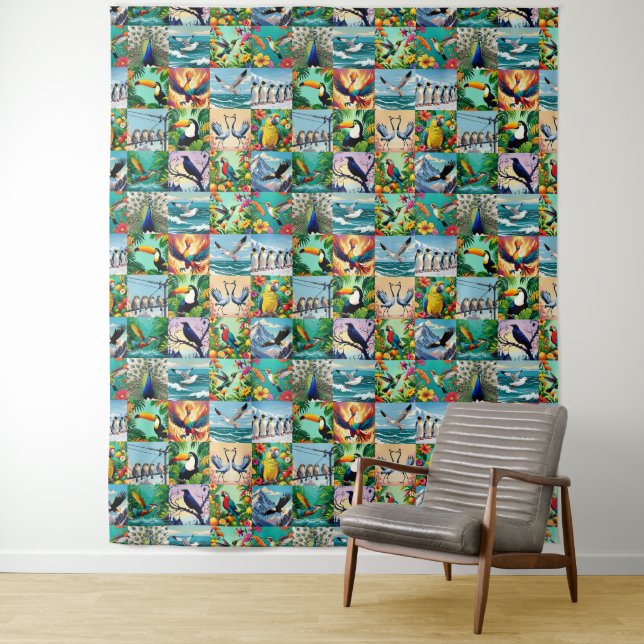 Birds Patchwork Pattern  Tapestry (In Situ)