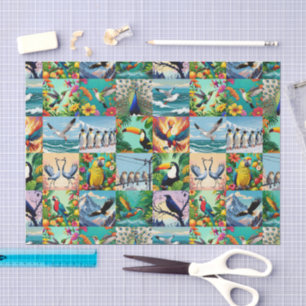 Birds Patchwork Pattern Tissue Paper