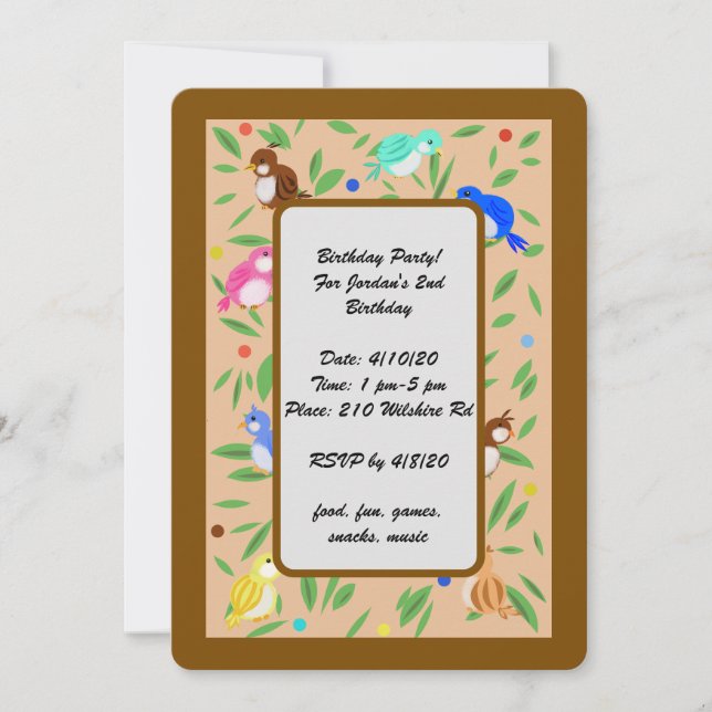 Birds Pattern Birthday Invitations (Front)