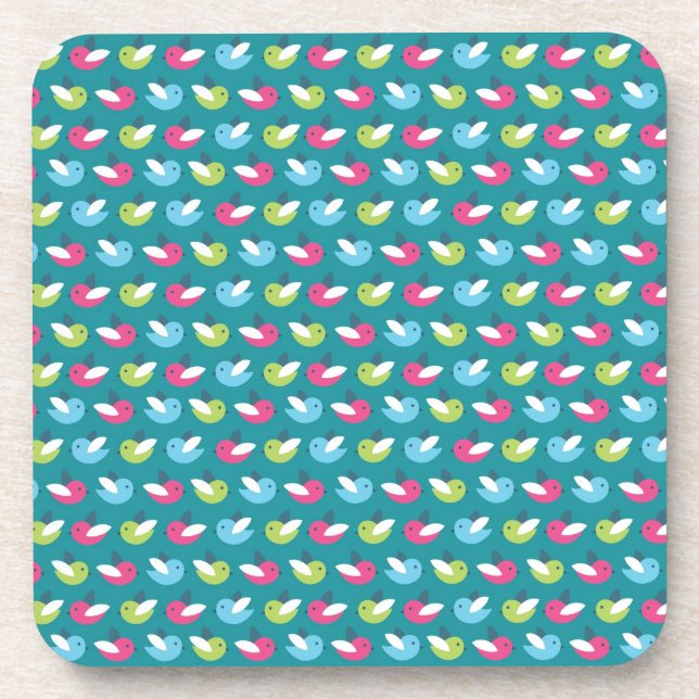 Birds pattern Blue Coaster (Front)