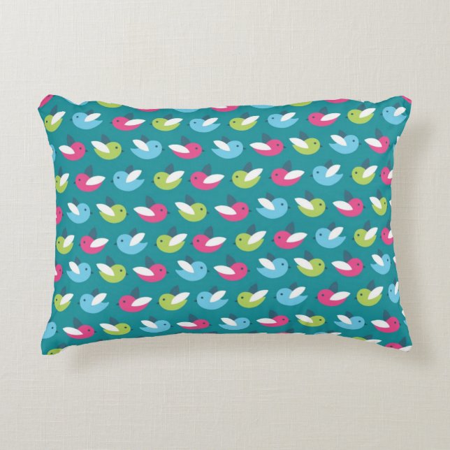 Birds pattern Blue Decorative Cushion (Front)