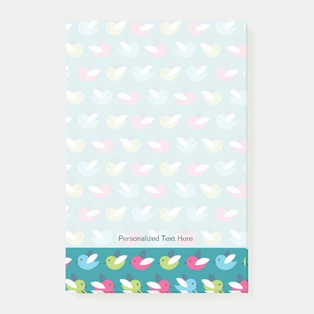 Birds pattern Blue Post-it Notes (Front)