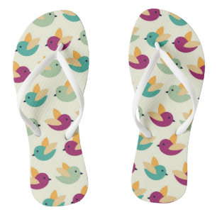 Birds pattern flip flops