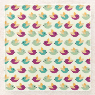 Birds pattern glass coaster