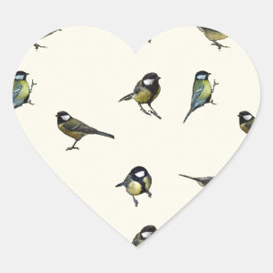 Birds pattern heart sticker