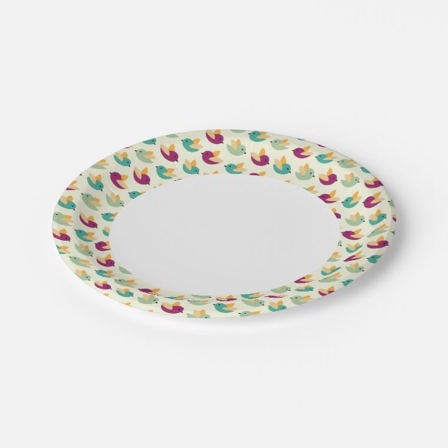 Birds pattern paper plate (Angled)