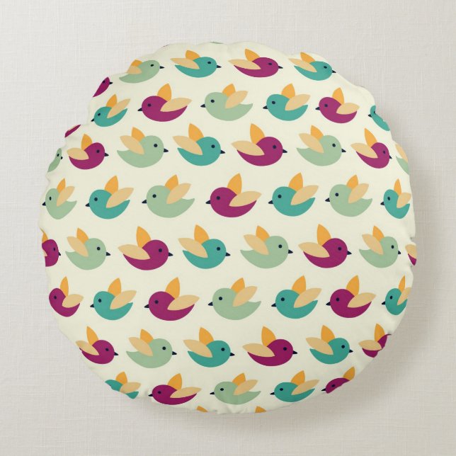 Birds pattern round cushion (Front)