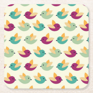 Birds pattern square paper coaster