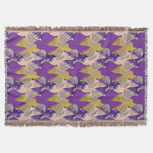 Birds Pattern Tesselation Purple Throw Blanket 1 (Front)