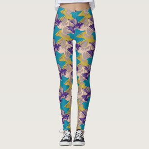 Birds Pattern Tesselation Turquoise Leggings