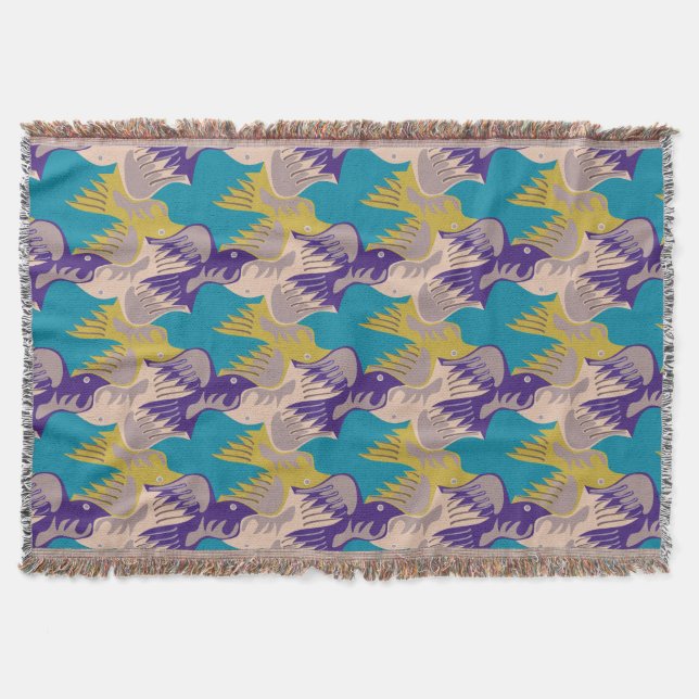Birds Pattern Tesselation Turquoise T Blanket 2 (Front)