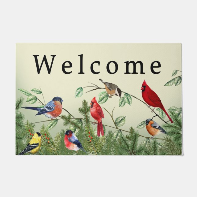 Birds Plant Door Mat, Natural Beauty Mat (Front)