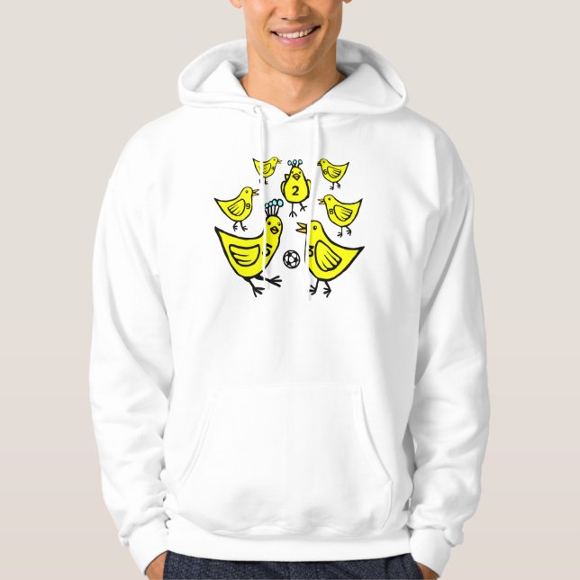 Birds Playing Football - Colour II Hoodie (Front)