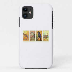 birds retro drawings iPhone 11 case