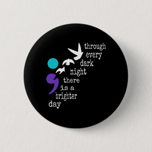 Birds Semicolon Gift Prevention Awareness 6 Cm Round Badge