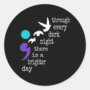 Birds Semicolon Gift Prevention Awareness Classic Round Sticker