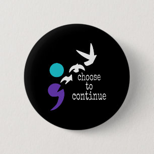 Birds Semicolon Gift Suicide Prevention Awareness 6 Cm Round Badge