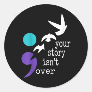 Birds Semicolon Gift Suicide Prevention Awareness  Classic Round Sticker