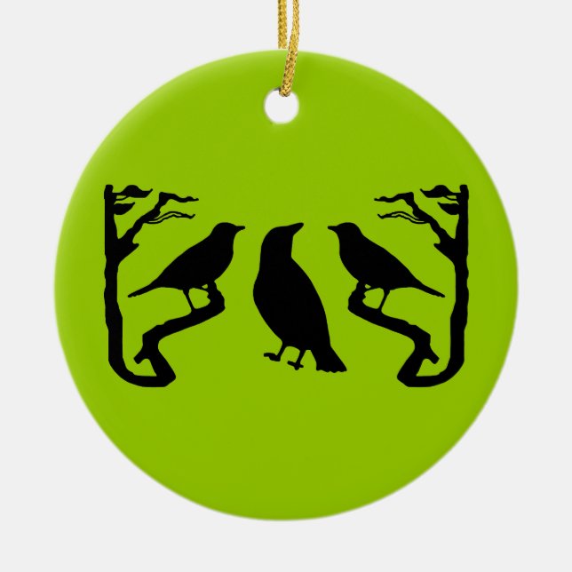 Birds Silhouette Ceramic Tree Decoration (Front)