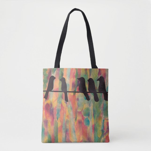 Birds Silhouette Colourful Tote Bag (Front)