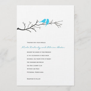 Birds Silhouettes Wedding Invitation - Turquoise -