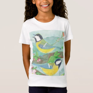 Birds singing on a blossoming tree branch T-Shirt