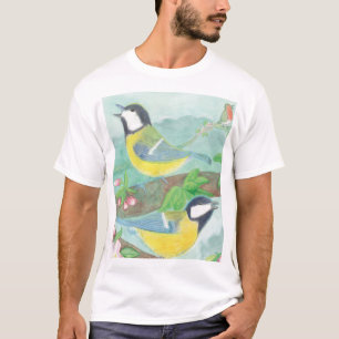 Birds singing on a blossoming tree branch T-Shirt