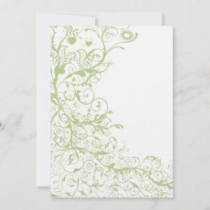 Birds & Swirls Wedding Invites Green Hydrangea #28