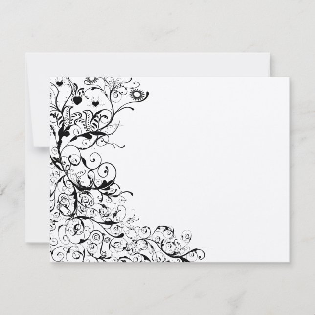 Birds & Swirls Wedding RSVP Response Card (Front)