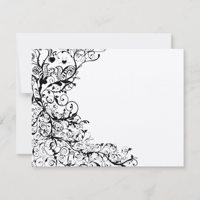 Birds & Swirls Wedding RSVP Response Card #31g (Front)