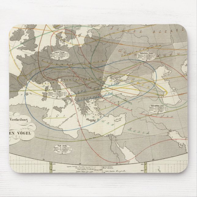 Birds throughout Europe Mouse Mat (Front)
