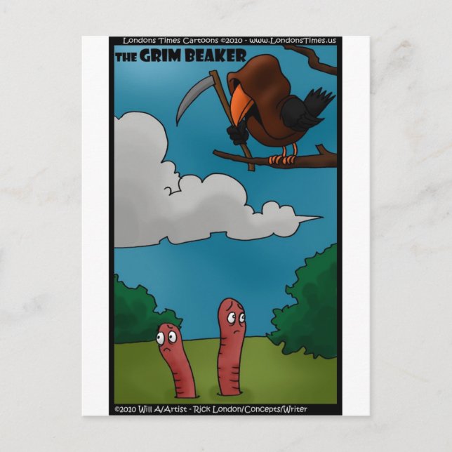 Birds To Worms The Grim Beaker Funny Gifts & Tees Postcard (Front)