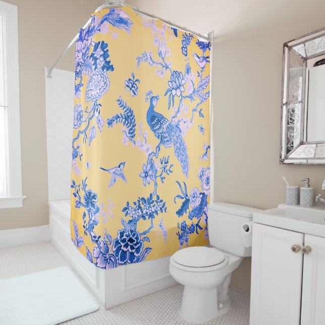 Birds_Toile_Tuscany Shower Curtain (In Situ)