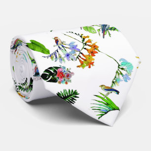 BIRDS, TROPICAL PARADISE, COLOR BIRD GARDEN LOVELU TIE