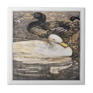 Birds Two Ducks Victorian Art Tile