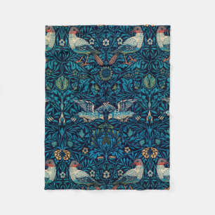 Birds (Vintage Floral Pattern) (by William Morris) Fleece Blanket