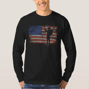 Birds Watch Retro USA Flag Train Birds 4th of July T-Shirt